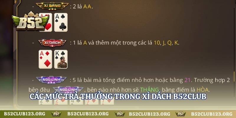 Các mức trả thưởng trong xì dách B52Club